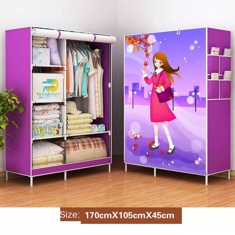DIY Wardrobe Large Capacity Assemble Closets Portable Home Storage Clothes Organizer ClosetPurple