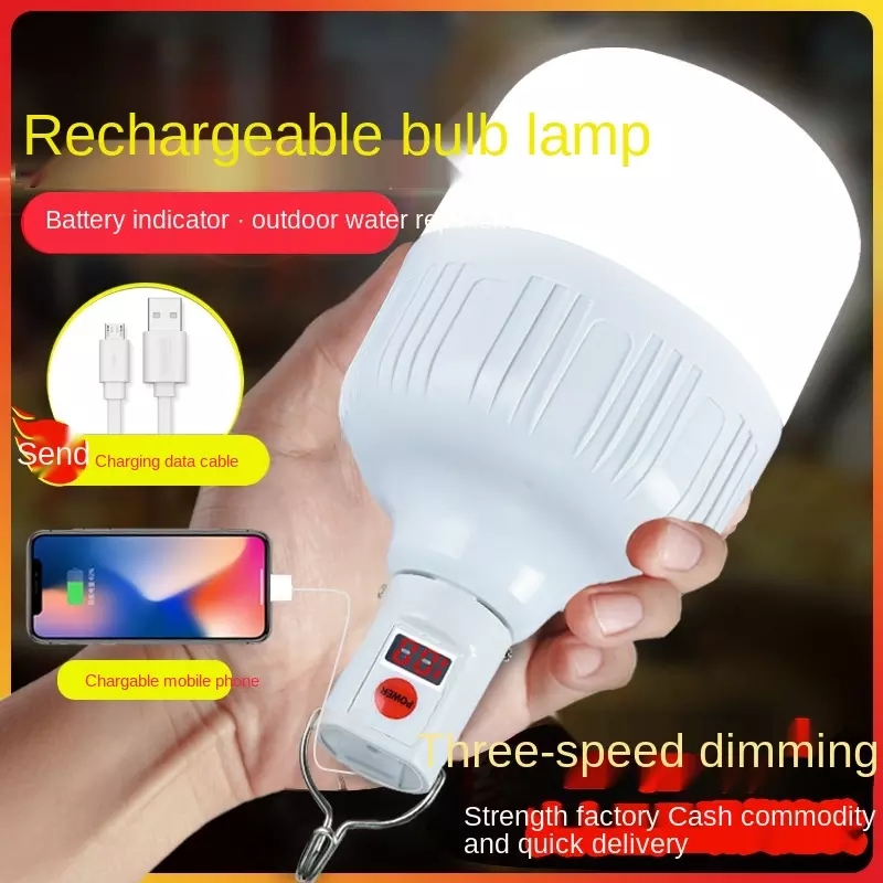 100W Waterproof Rechargeable LED Night Light Bulb Emergency Outdoor BBQ Hanging Lights100W