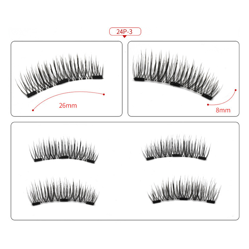 Dual Magnetic Eyelashes, Natural Outer Wing Magnetic Lashes, No Glue, 0.2mm Ultra Thin Magnet, Resuable & Light 3D False Lashes24p-3